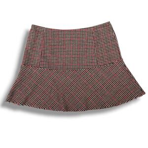 Altar'd State Houndstooth Wool‎ Blend Mini Skirt Drop Waist Tweed Flounce Hem L